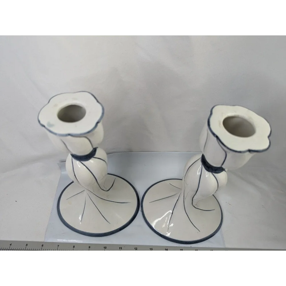 Candle Stick Holders Twist Spiral Italy Numbered‎ 9.75 Inch